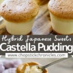 castella pudding pinterest pin with text overlay