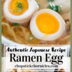 Pinterests pin of Ramen egg with text overlay